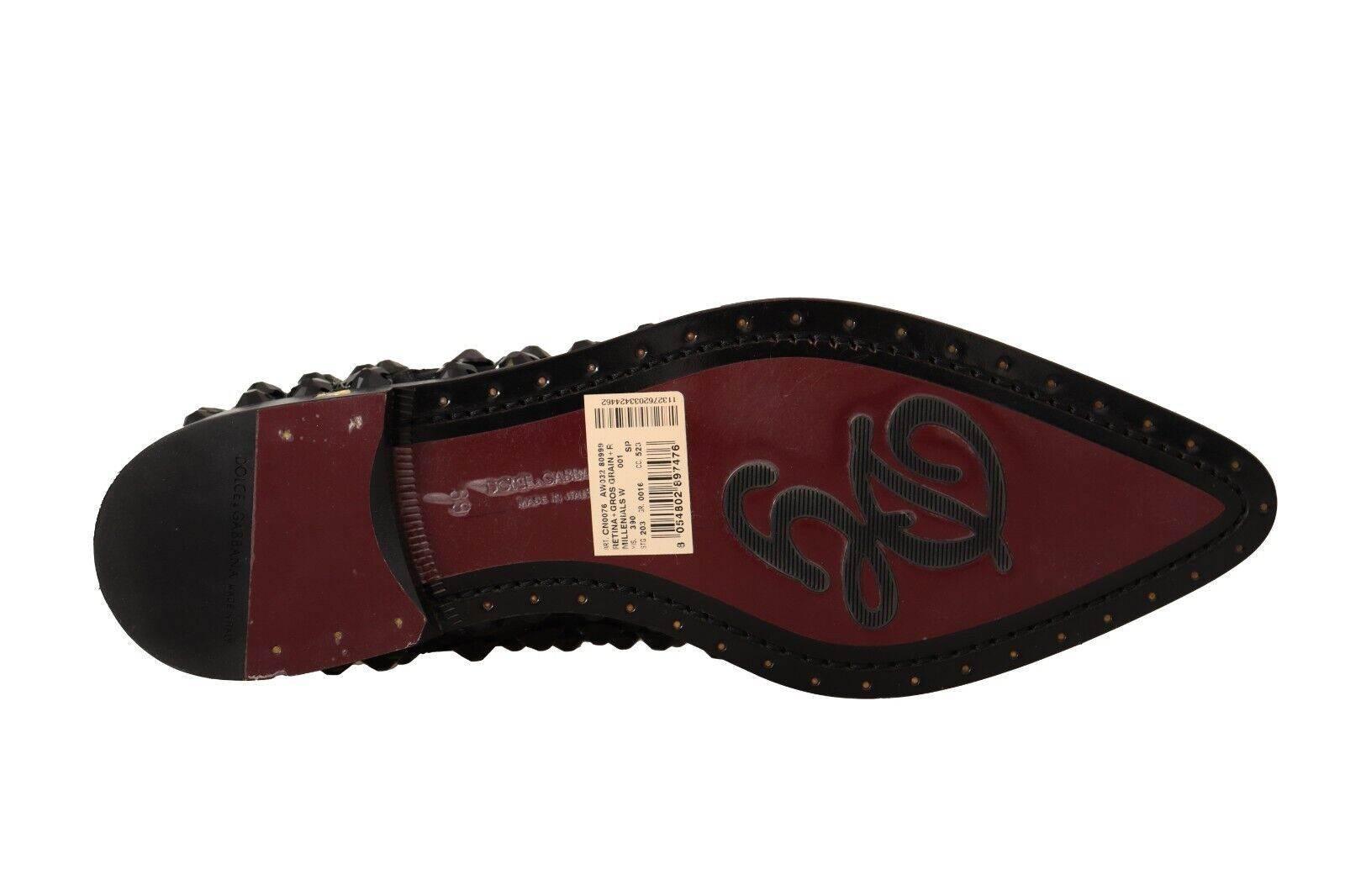 Dolce & Gabbana Elegant Gros Grain Lace-Up Jeweled Flats - Hilstor