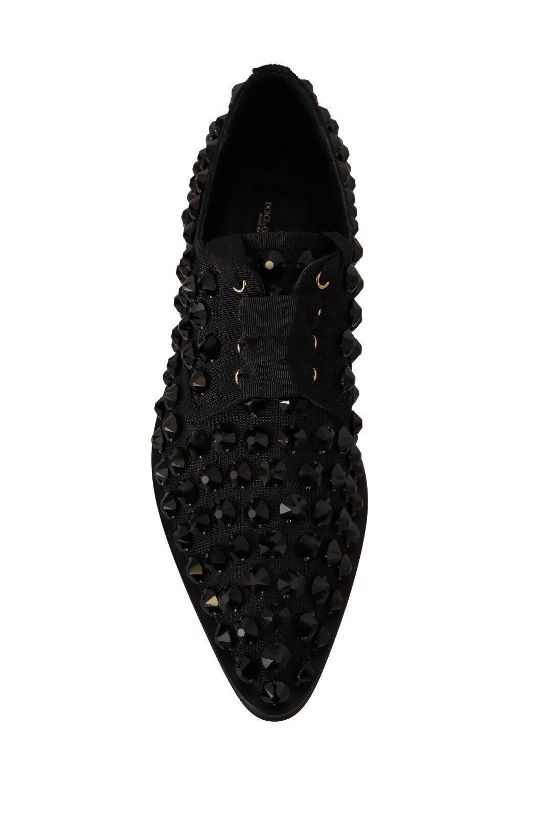 Dolce & Gabbana Elegant Gros Grain Lace-Up Jeweled Flats - Hilstor