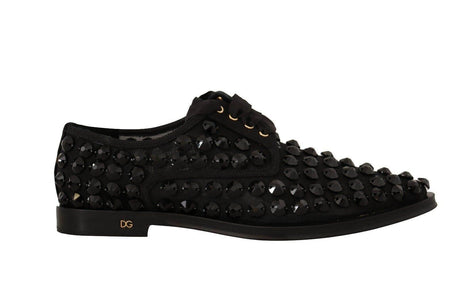 Dolce & Gabbana Elegant Gros Grain Lace-Up Jeweled Flats - Hilstor