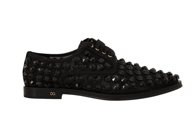 Dolce & Gabbana Elegant Gros Grain Lace-Up Jeweled Flats - Hilstor