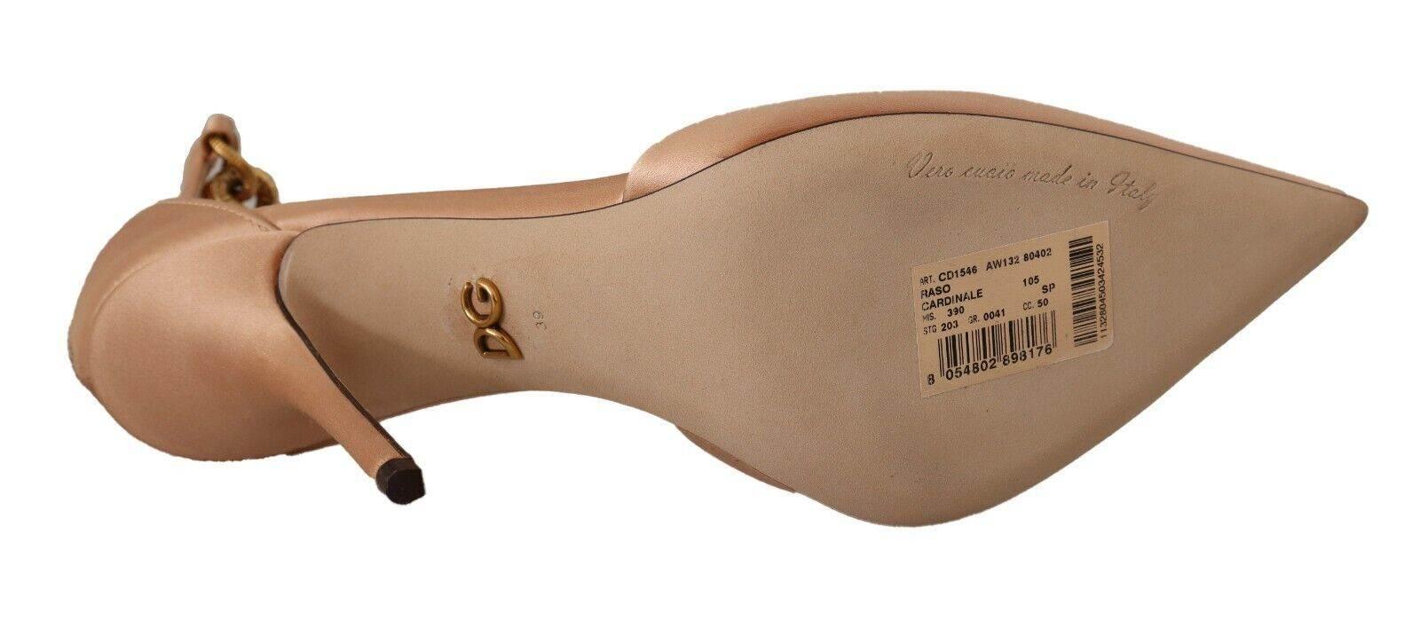 Dolce & Gabbana Elegant Beige Silk Ankle Strap Pumps - Hilstor