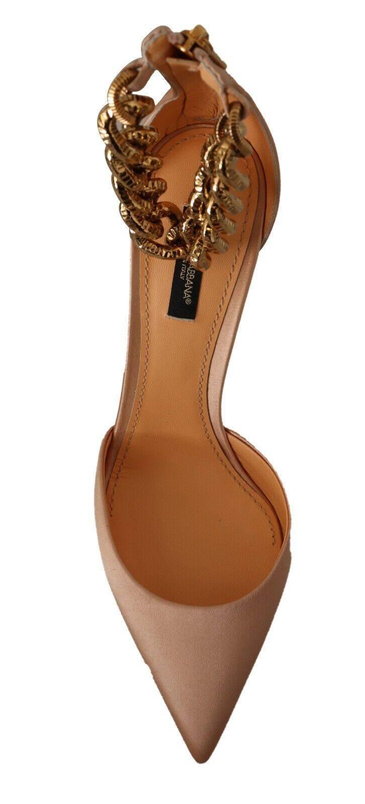 Dolce & Gabbana Elegant Beige Silk Ankle Strap Pumps - Hilstor