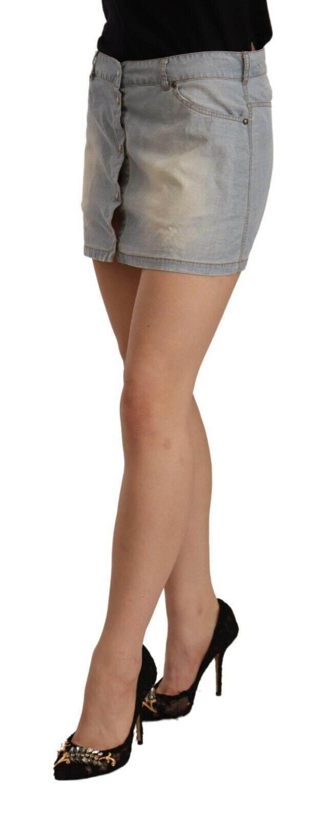 Ermanno Scervino Chic Light Blue Mini Denim Skirt - Hilstor