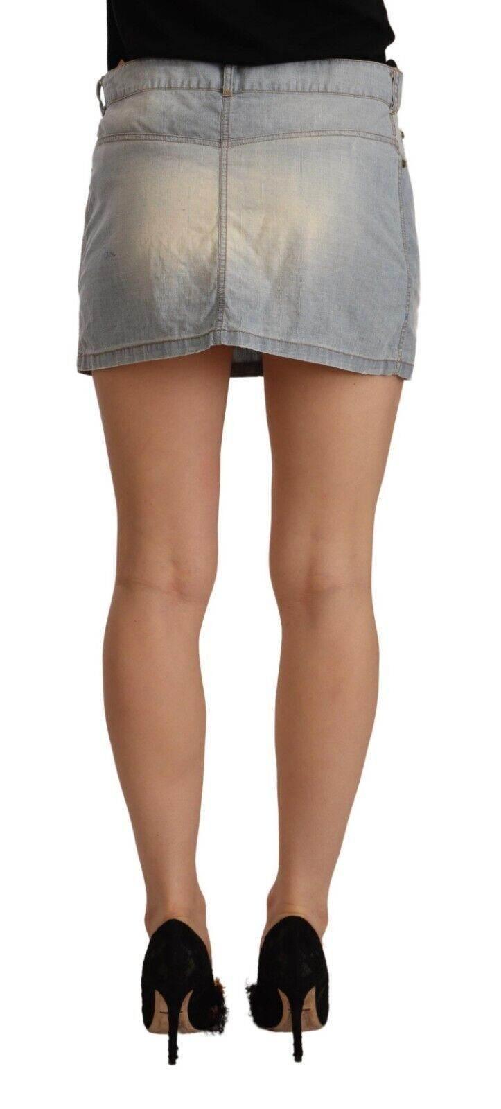 Ermanno Scervino Chic Light Blue Mini Denim Skirt - Hilstor