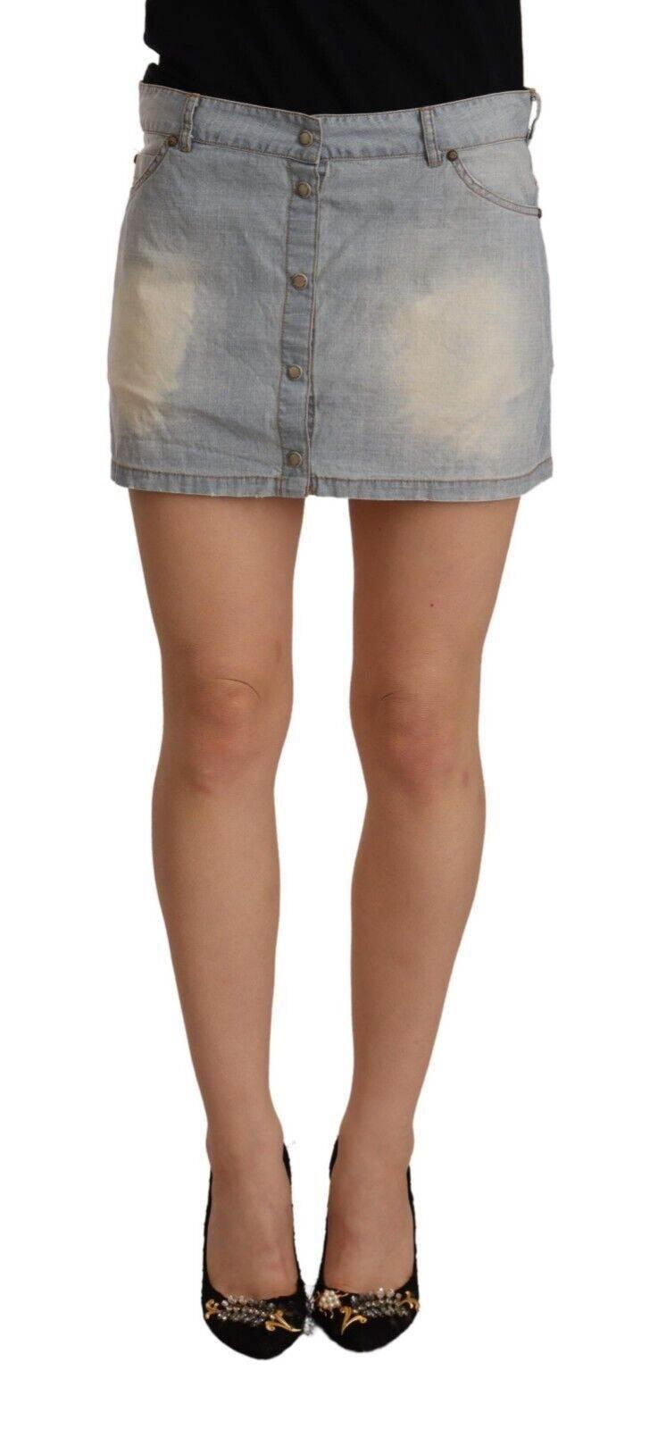 Ermanno Scervino Chic Light Blue Mini Denim Skirt - Hilstor
