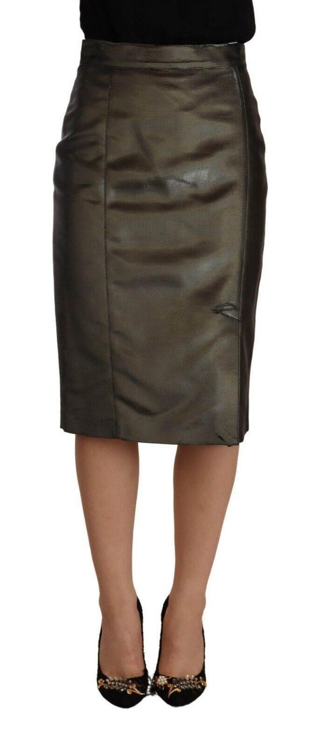 GF Ferre Chic High Waist Pencil Midi Skirt - Hilstor