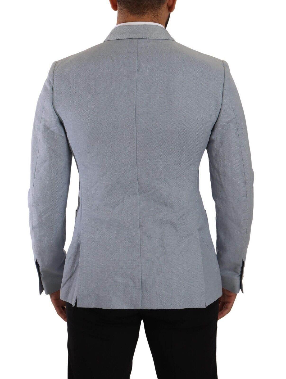 Dolce & Gabbana Elegant Slim Fit Light Blue Double Breasted Blazer - Hilstor