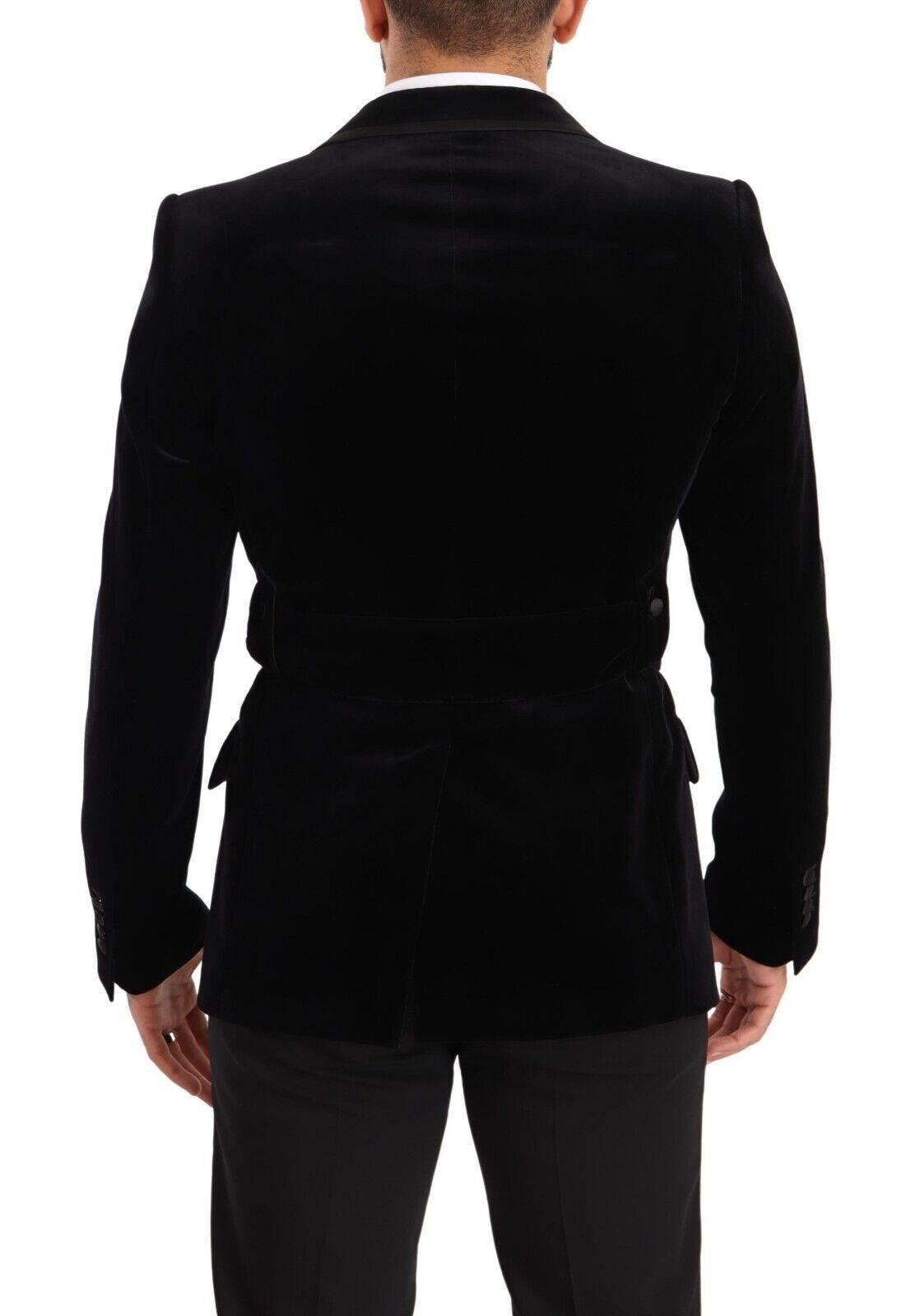 Dolce & Gabbana Black Velvet Single Breasted One Button Blazer - Hilstor