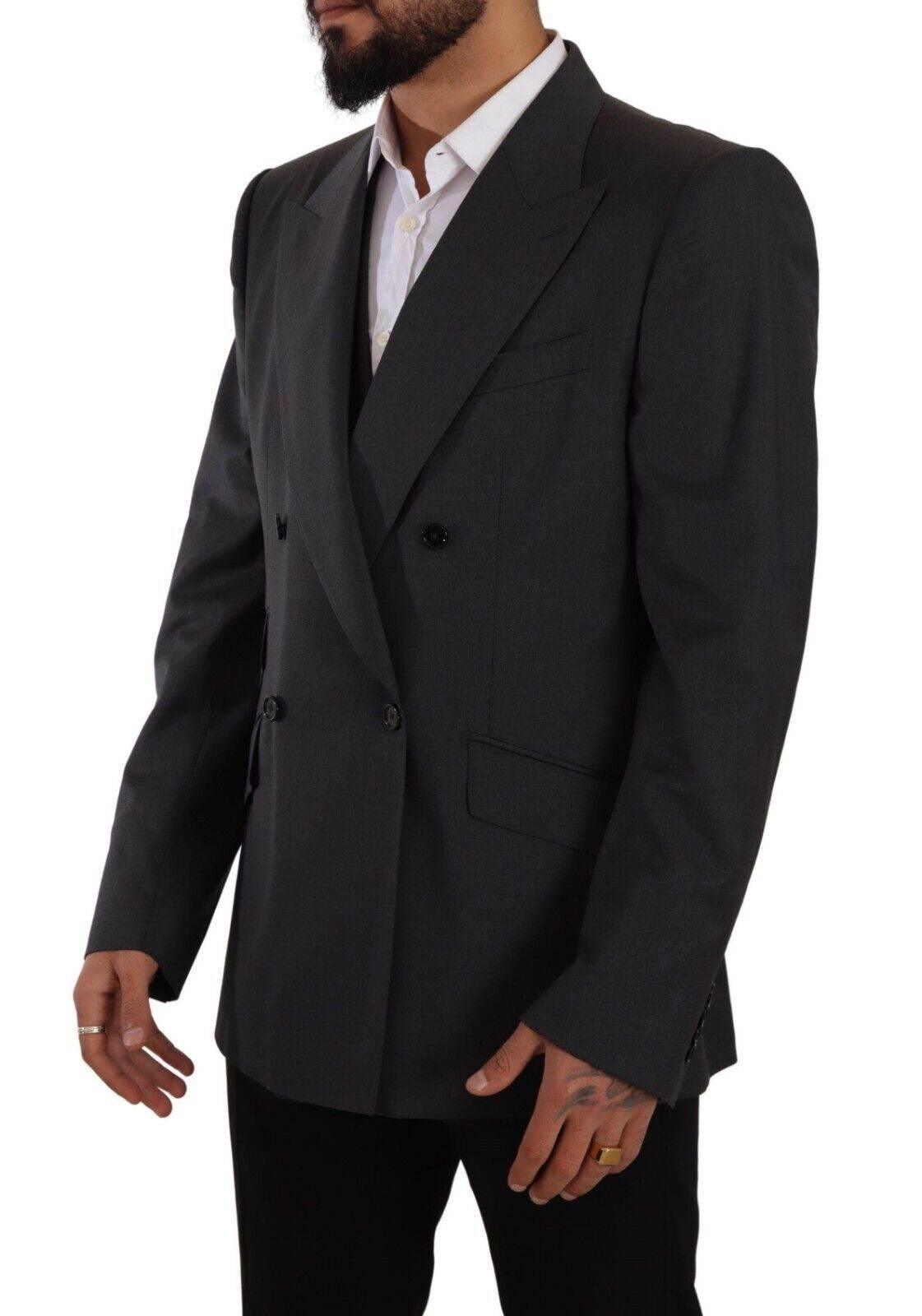 Dolce & Gabbana Gray Double Breasted 2 Piece SICILIA Blazer - Hilstor