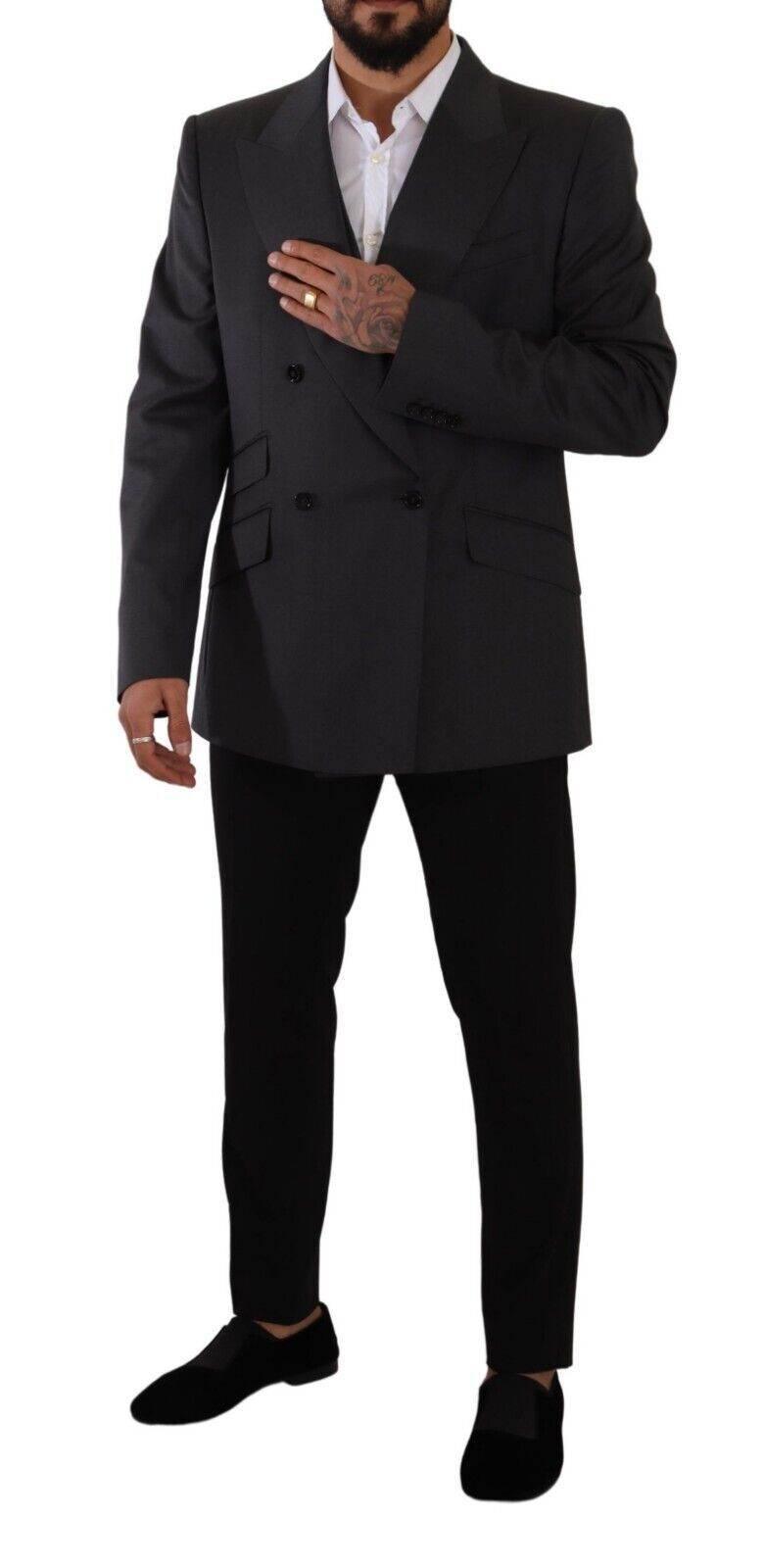 Dolce & Gabbana Gray Double Breasted 2 Piece SICILIA Blazer - Hilstor