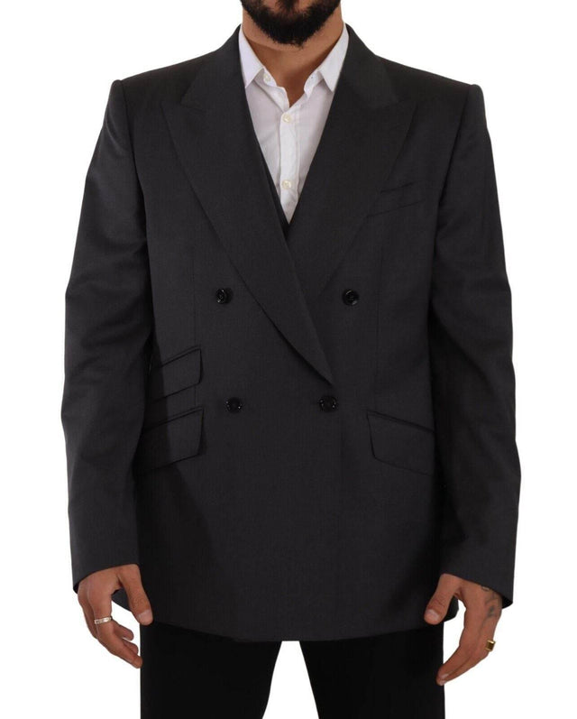 Dolce & Gabbana Gray Double Breasted 2 Piece SICILIA Blazer - Hilstor