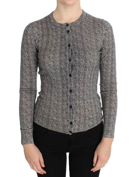 Dolce & Gabbana Black White Wool Top Cardigan Sweater - Hilstor