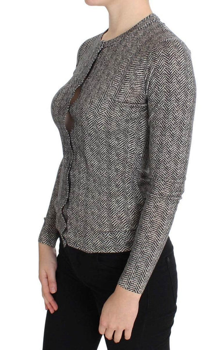 Dolce & Gabbana Black White Wool Top Cardigan Sweater - Hilstor