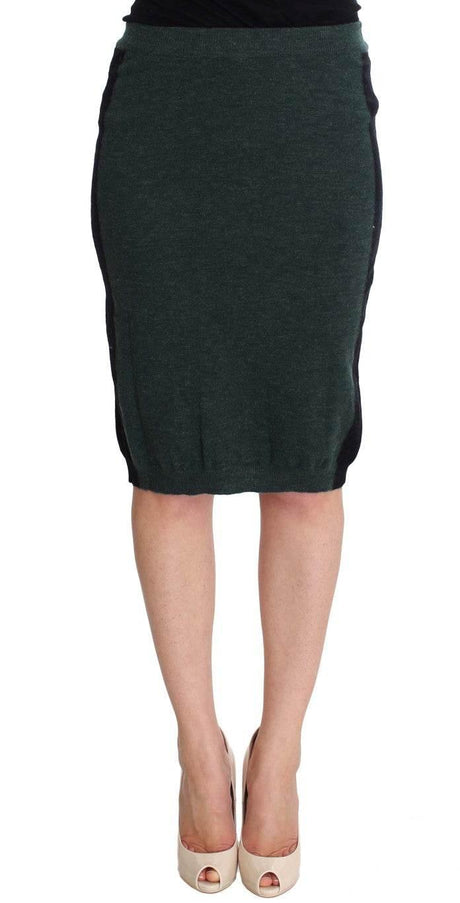 MILA SCHÖN Emerald Elegance Wool-Blend Pencil Skirt - Hilstor