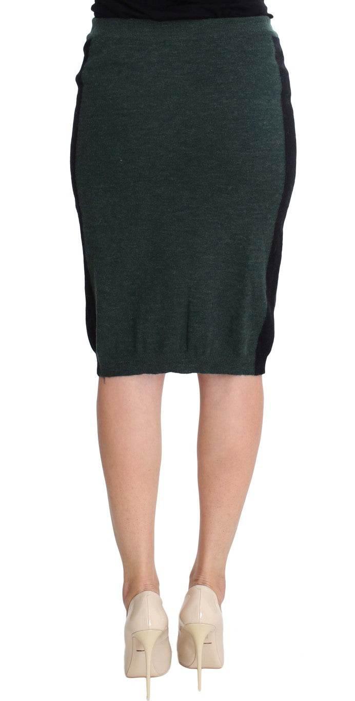 MILA SCHÖN Emerald Elegance Wool-Blend Pencil Skirt - Hilstor