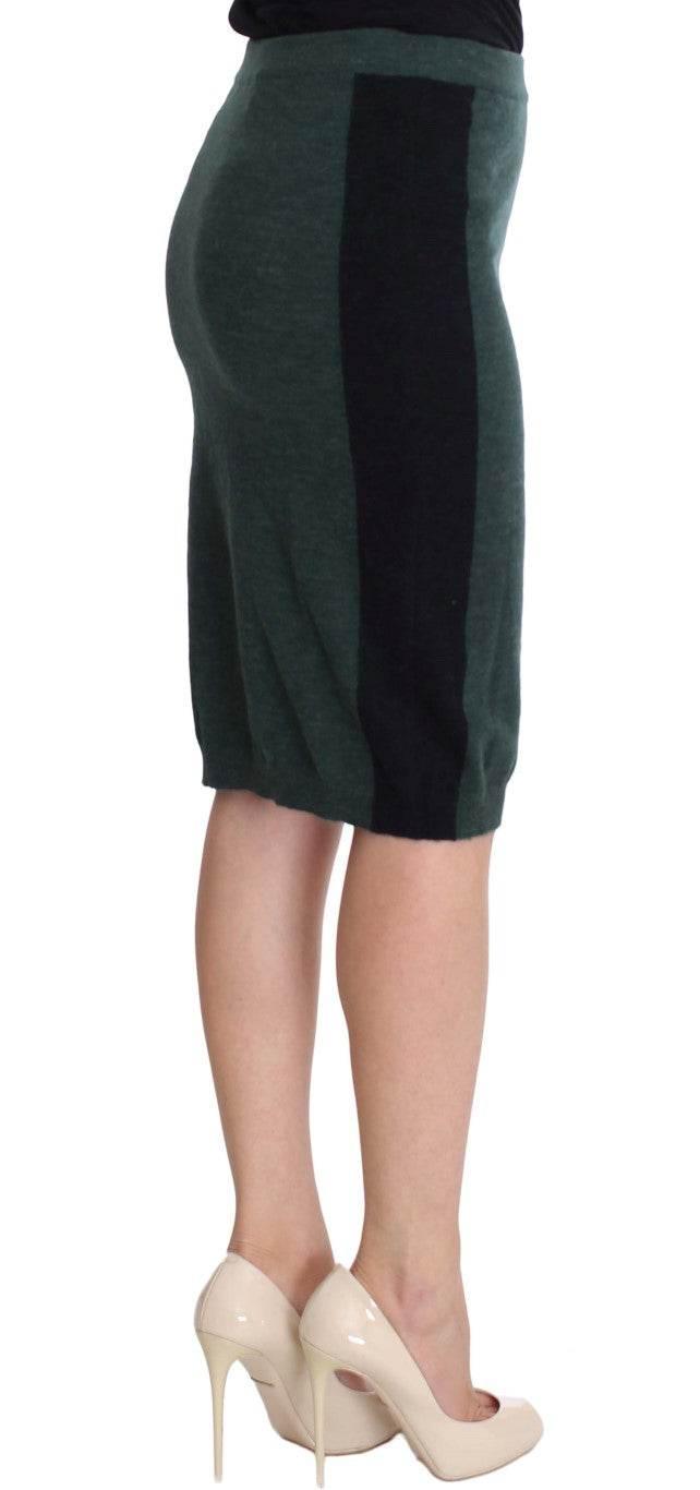 MILA SCHÖN Emerald Elegance Wool-Blend Pencil Skirt - Hilstor