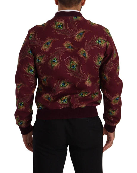 Dolce & Gabbana Red Peacock Polyester Stretch Full Zip Jacket - Hilstor