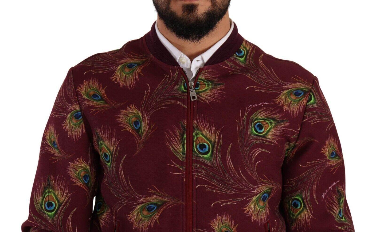 Dolce & Gabbana Red Peacock Polyester Stretch Full Zip Jacket - Hilstor