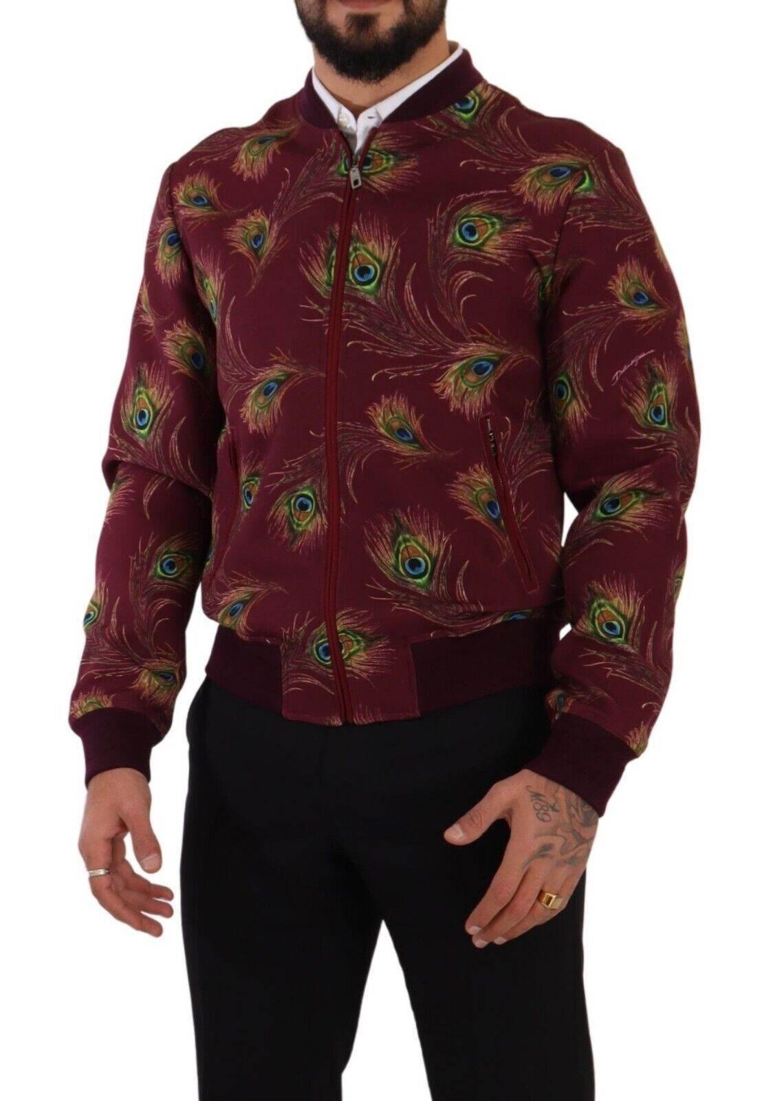 Dolce & Gabbana Red Peacock Polyester Stretch Full Zip Jacket - Hilstor