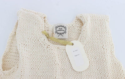 PINK MEMORIES Beige Sleeveless Cotton Blend Vest Sweater