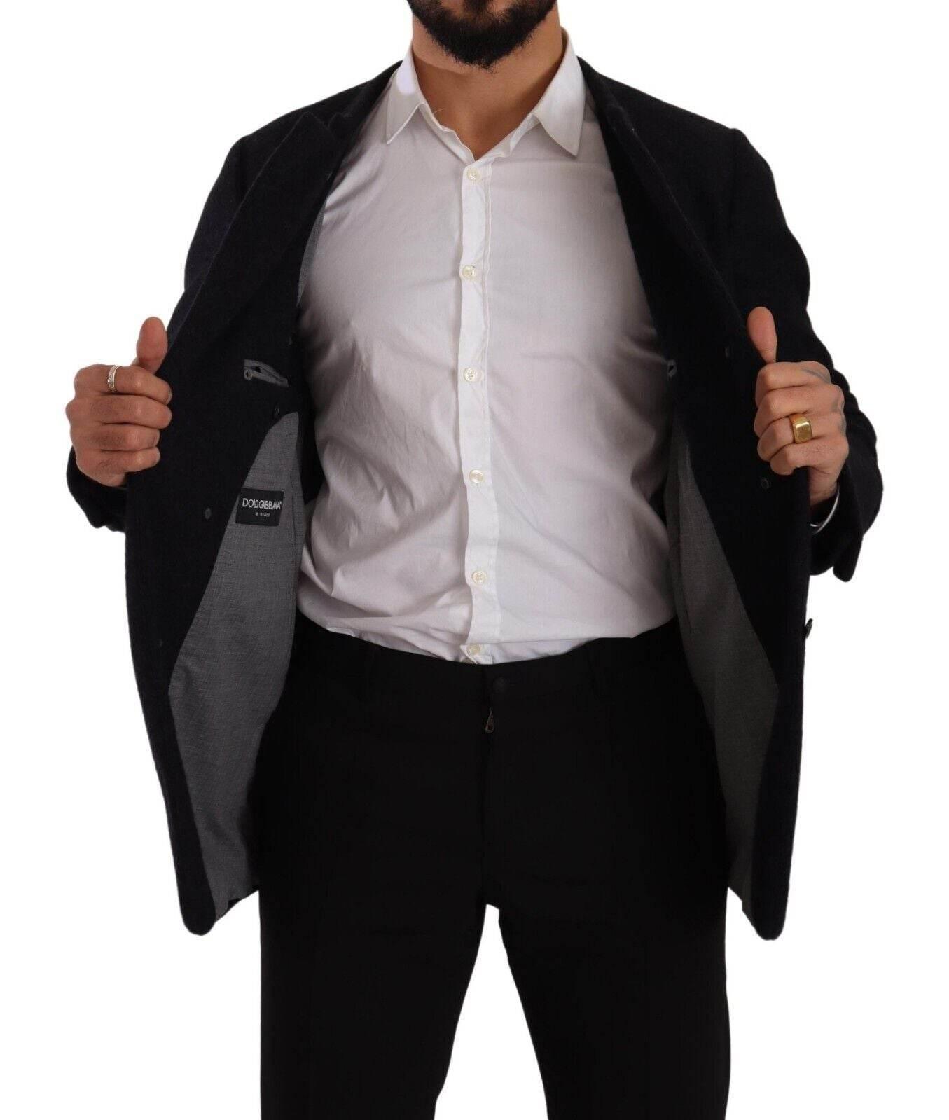 Dolce & Gabbana Gray Alpaca Button Down Men Coat Jacket - Hilstor
