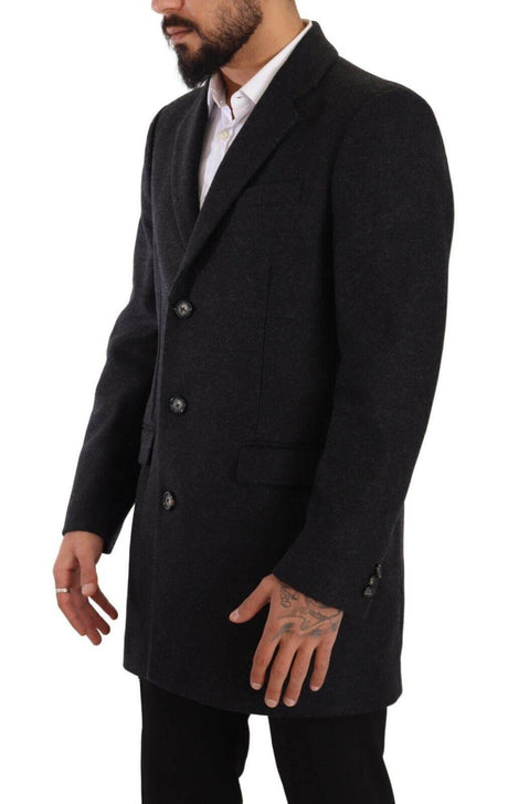 Dolce & Gabbana Dark Gray Wool Over Trench Coat Men Jacket - Hilstor