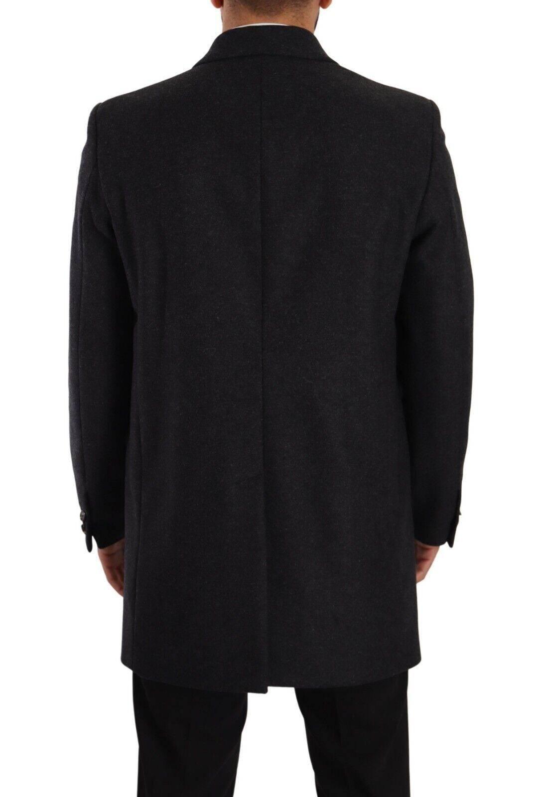 Dolce & Gabbana Dark Gray Wool Over Trench Coat Men Jacket - Hilstor