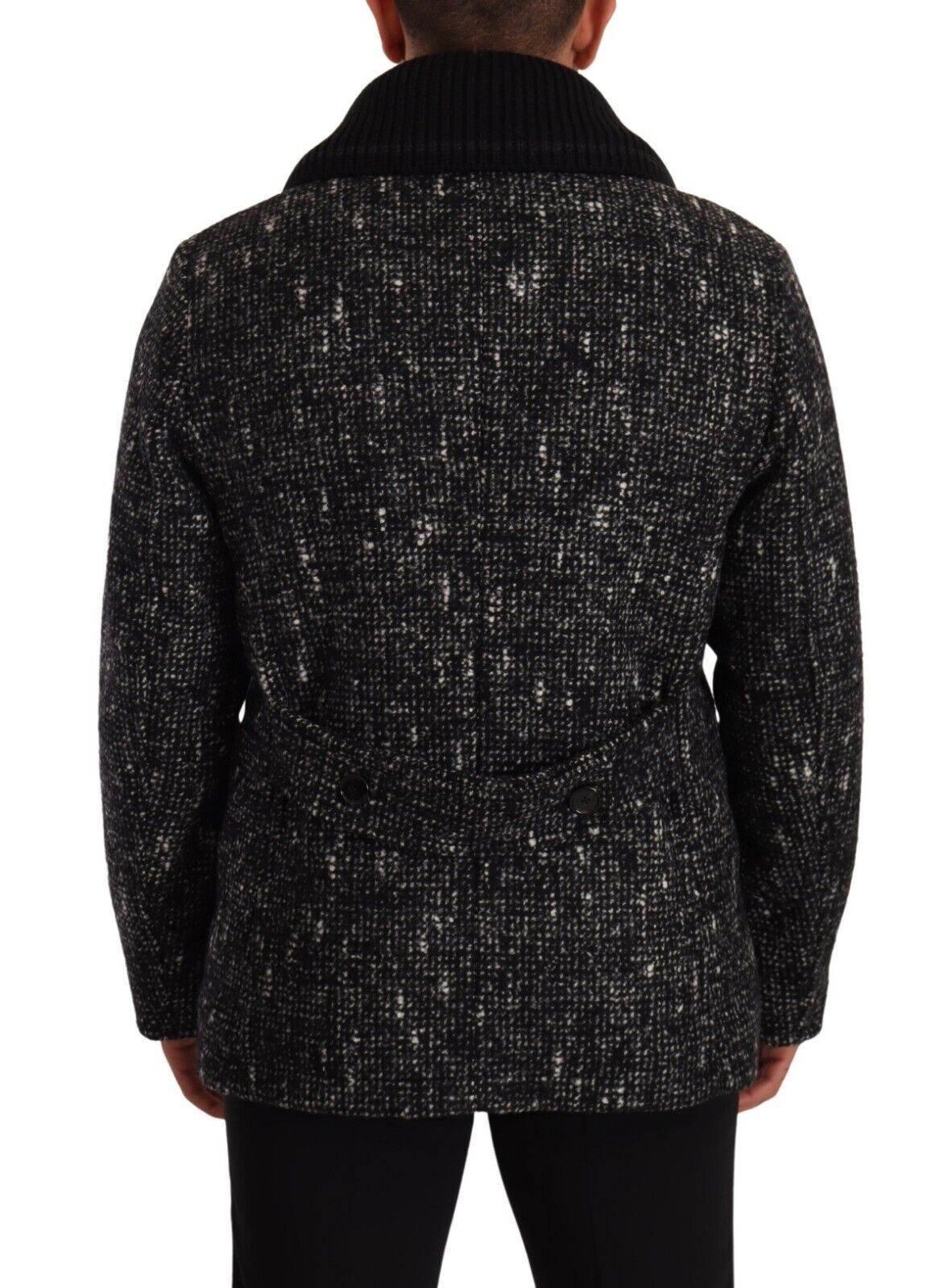 Dolce & Gabbana Black Wool Double Breasted Coat Men Jacket - Hilstor