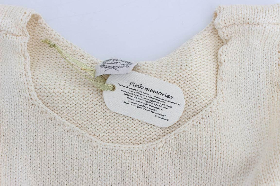 PINK MEMORIES Beige Cotton Blend Knitted Sleeveless Sweater - Hilstor