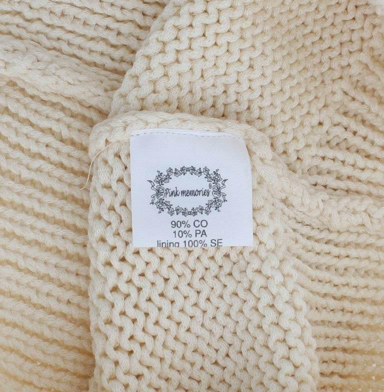 PINK MEMORIES Beige Cotton Blend Knitted Sleeveless Sweater - Hilstor