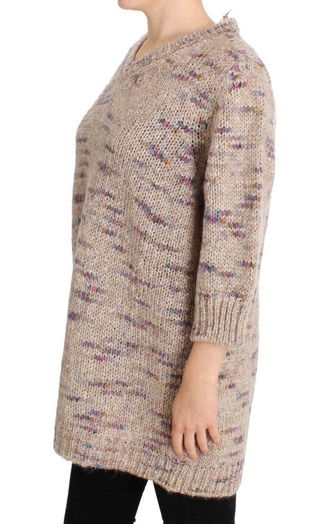 PINK MEMORIES Beige Wool Blend Knitted Oversize Sweater - Hilstor