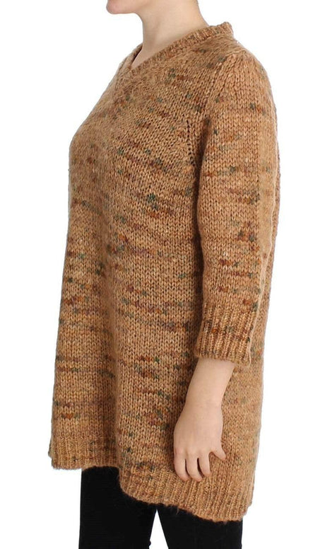 PINK MEMORIES Brown Wool Blend Knitted Oversize Sweater - Hilstor