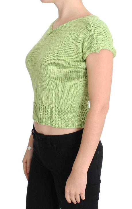 PINK MEMORIES Green Cotton Blend Knitted Sweater - Hilstor