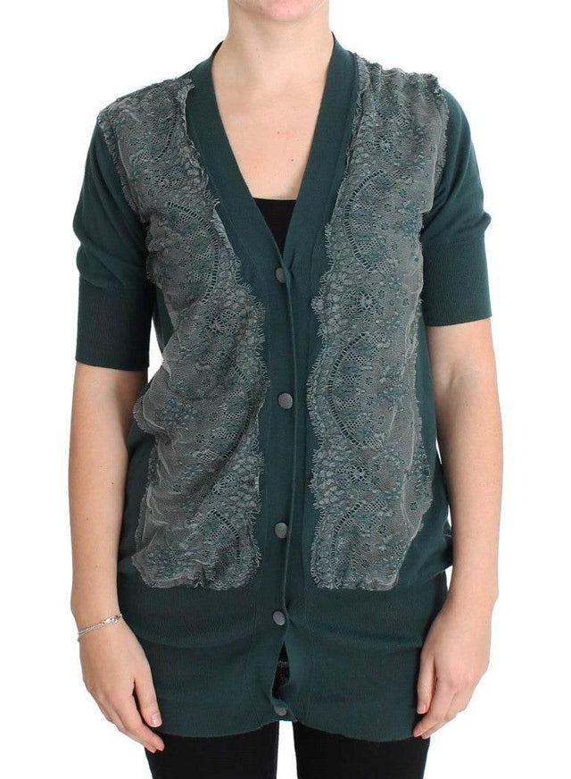 PINK MEMORIES Elegant Green Lace Cardigan Sweater - Hilstor