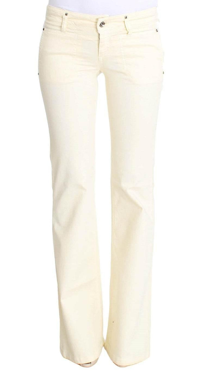 Costume National Chic Off-White Flared Designer Jeans - Hilstor