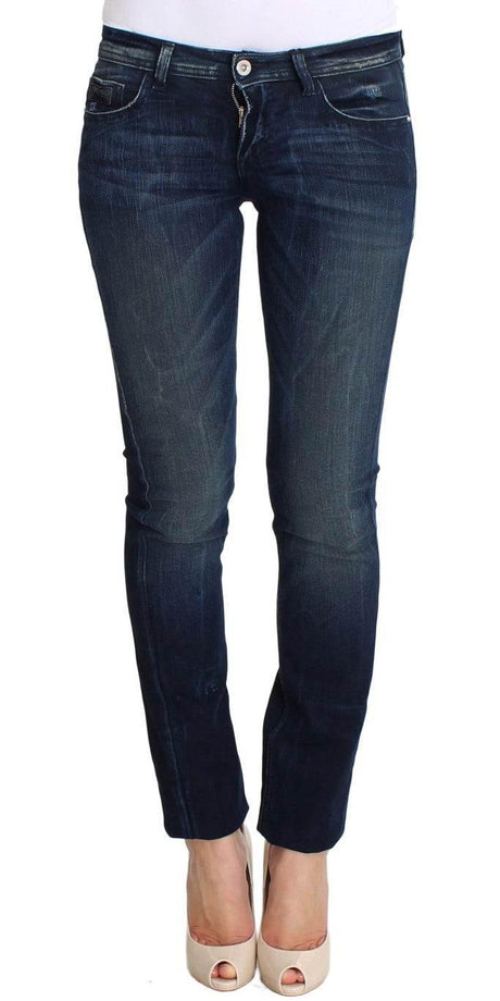 Costume National Blue Wash Cotton Slim Fit Skinny Jeans - Hilstor