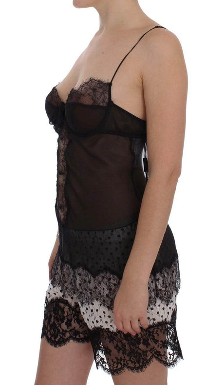 Dolce & Gabbana Elegant Black Silk Lace Lingerie Chemise - Hilstor