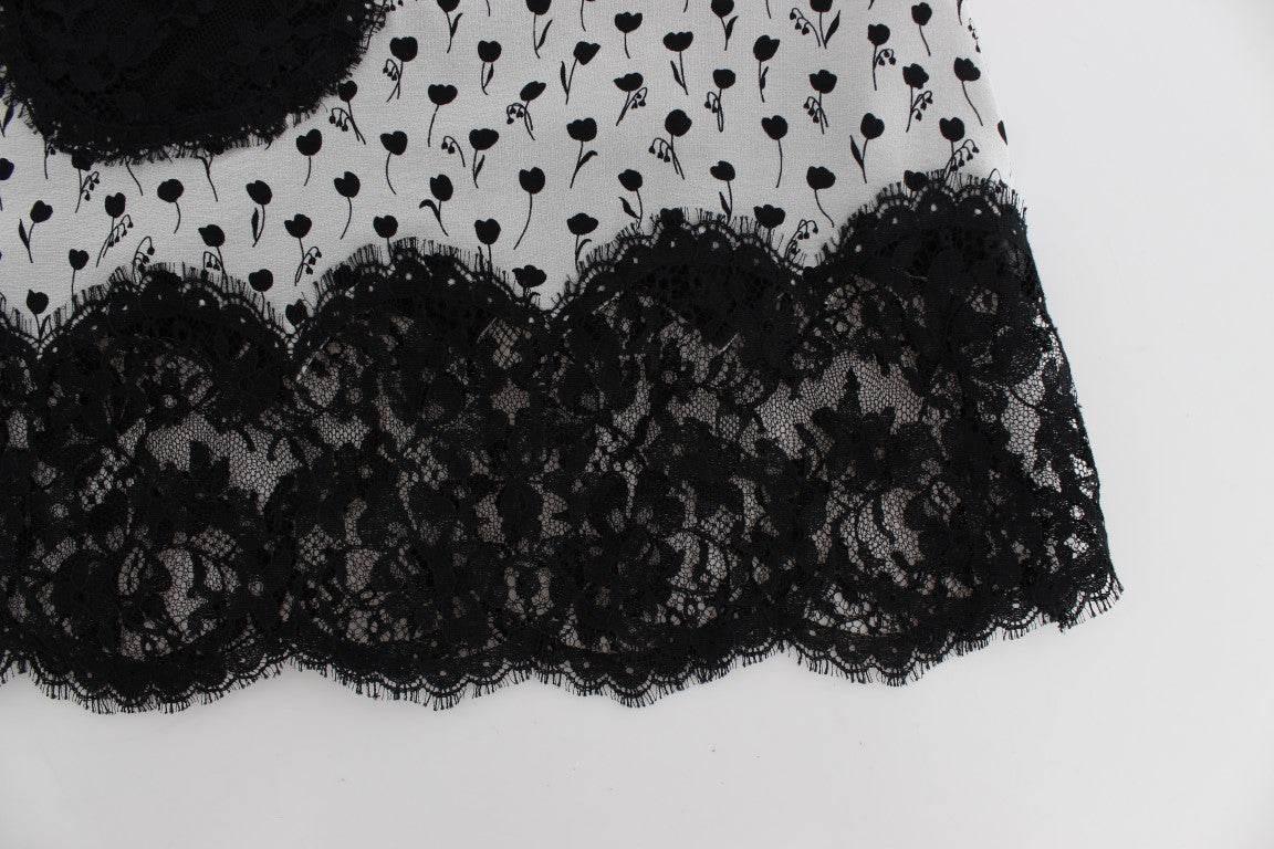 Dolce & Gabbana Elegant Floral Lace Silk Chemise - Hilstor