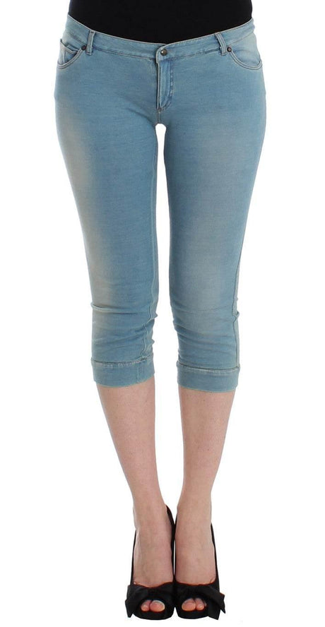 Ermanno Scervino Blue Capri Pants Cropped Jeans - Hilstor