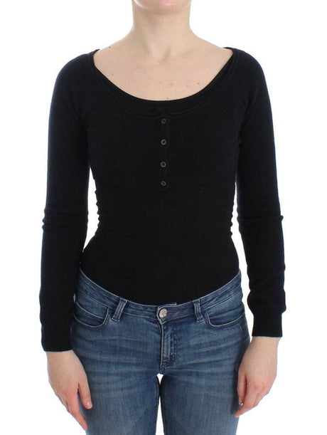 Ermanno Scervino Black Cashmere Cardigan Sweater - Hilstor
