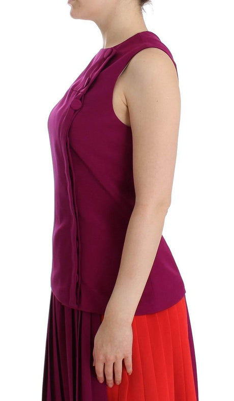 Barbara Casasola Stunning Silk Sleeveless Purple Blouse - Hilstor
