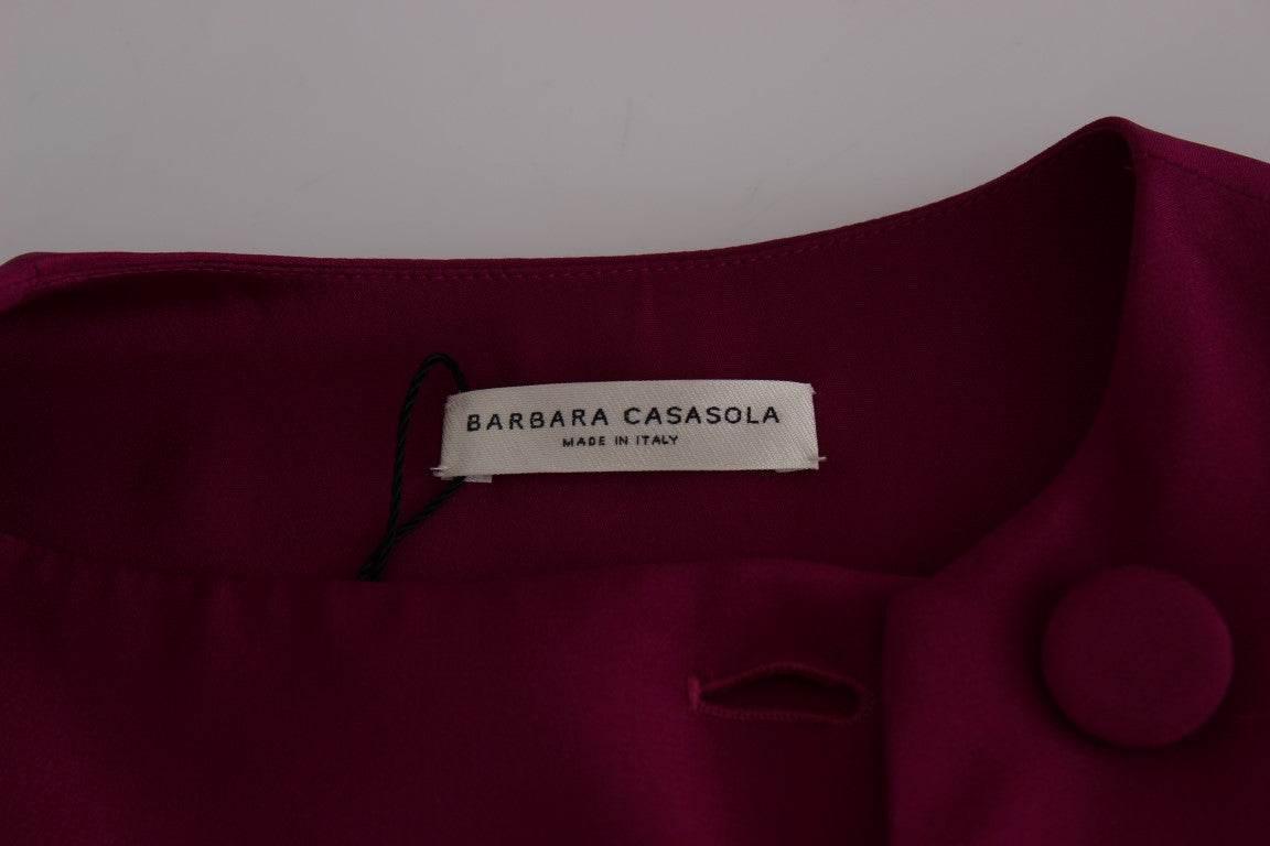 Barbara Casasola Stunning Silk Sleeveless Purple Blouse - Hilstor