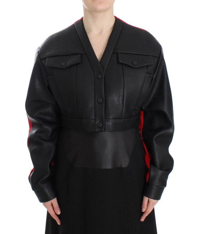KAALE SUKTAE Black Short Croped Coat Bomber Jacket - Hilstor