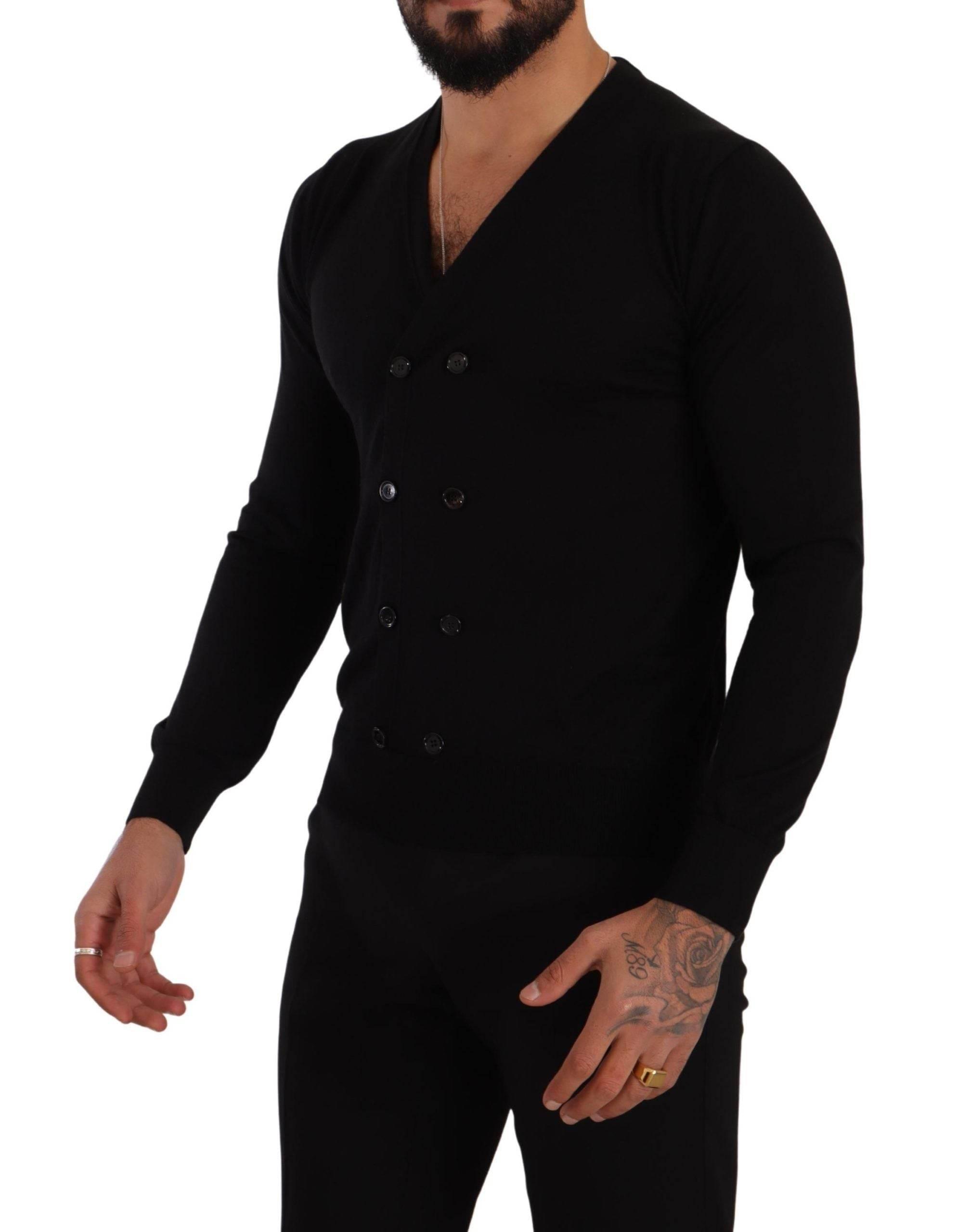 Dolce & Gabbana Black Cashmere Button Down Cardigan Sweater - Hilstor