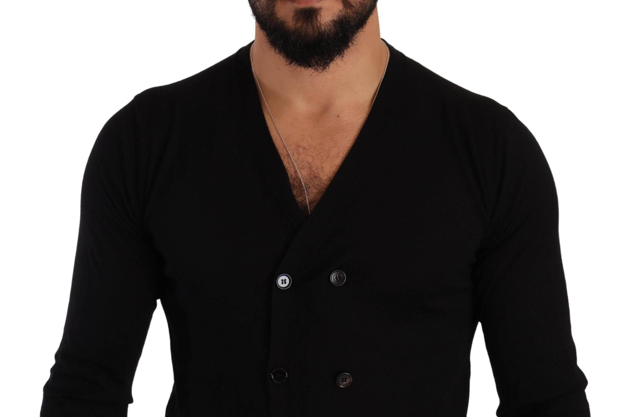Dolce & Gabbana Black Cashmere Button Down Cardigan Sweater - Hilstor