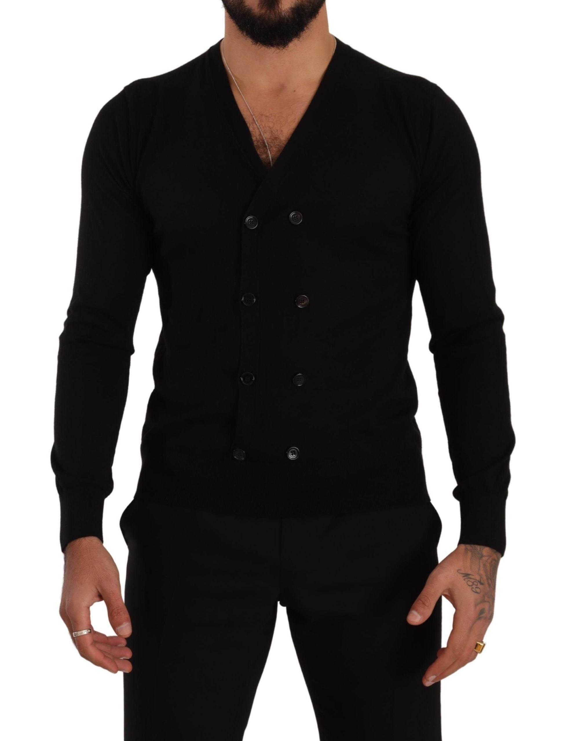 Dolce & Gabbana Black Cashmere Button Down Cardigan Sweater - Hilstor