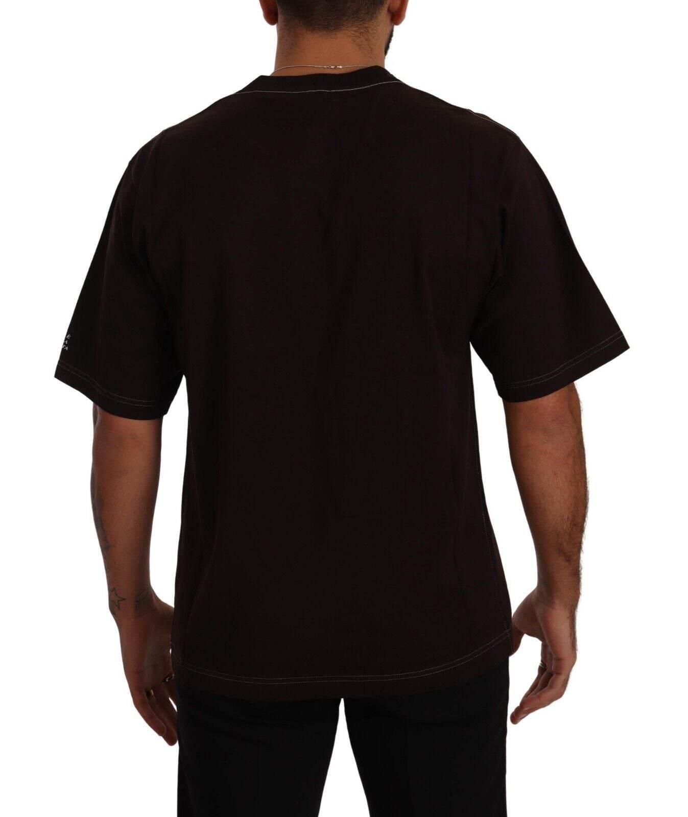 Dolce & Gabbana Bordeaux Cotton L-Amore Print Crewneck T-shirt - Hilstor