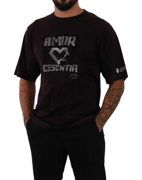 Dolce & Gabbana Bordeaux Cotton L-Amore Print Crewneck T-shirt - Hilstor