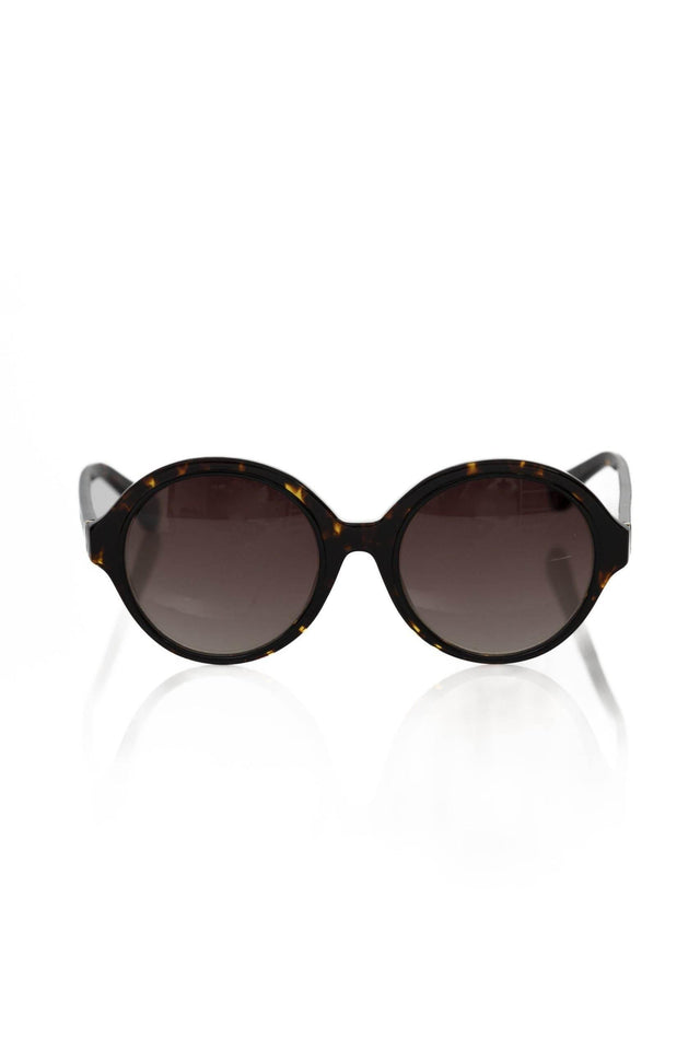 Frankie Morello Chic Black Turtle Pattern Round Sunglasses - Hilstor
