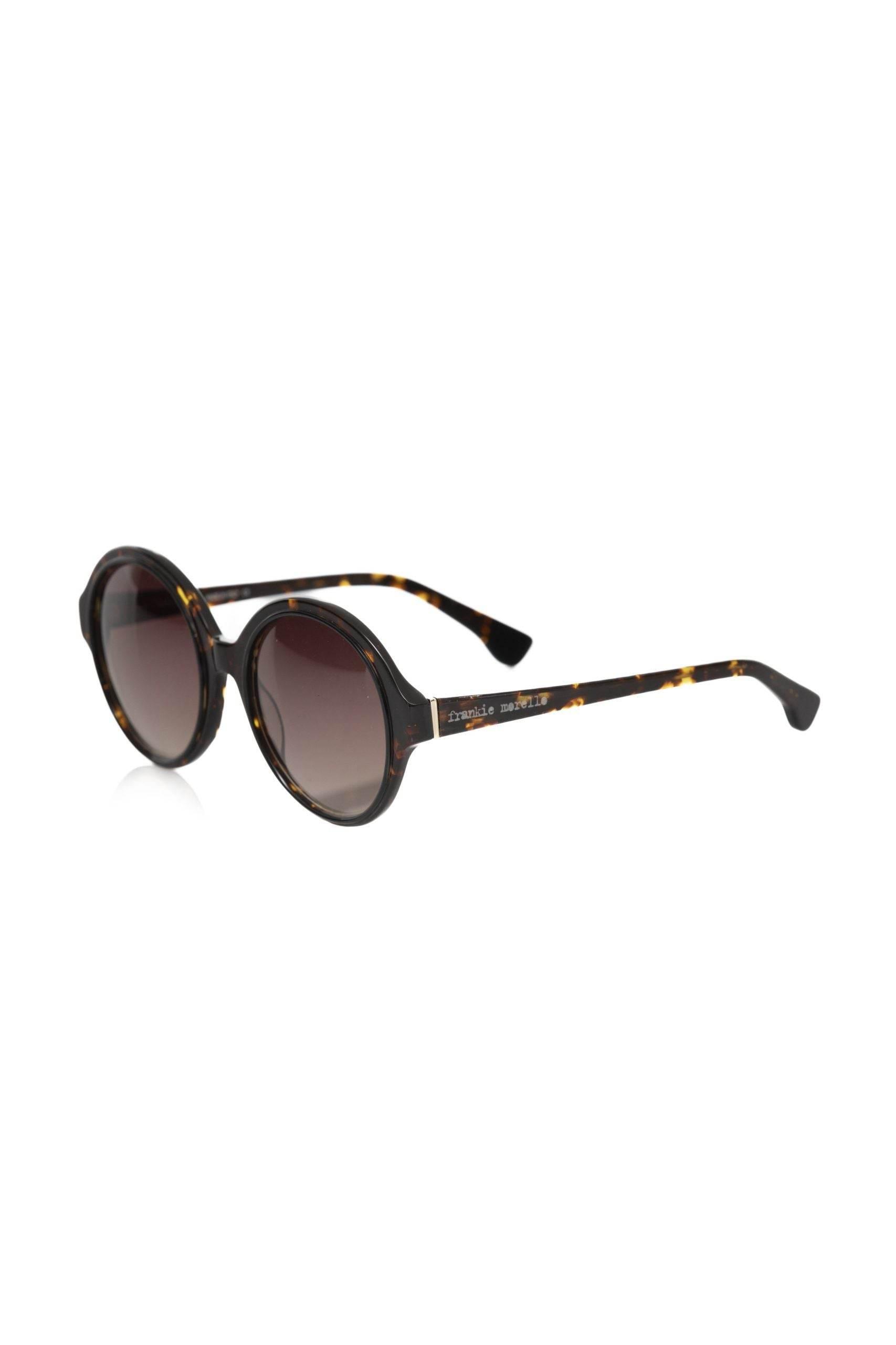 Frankie Morello Chic Black Turtle Pattern Round Sunglasses - Hilstor